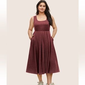 -BloomChic Plus Size XL Supersoft Essentials Solid Gathered Tank Dress us14-16